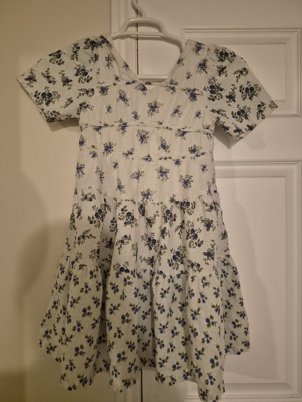Zara White Dress with Blue Floral Print